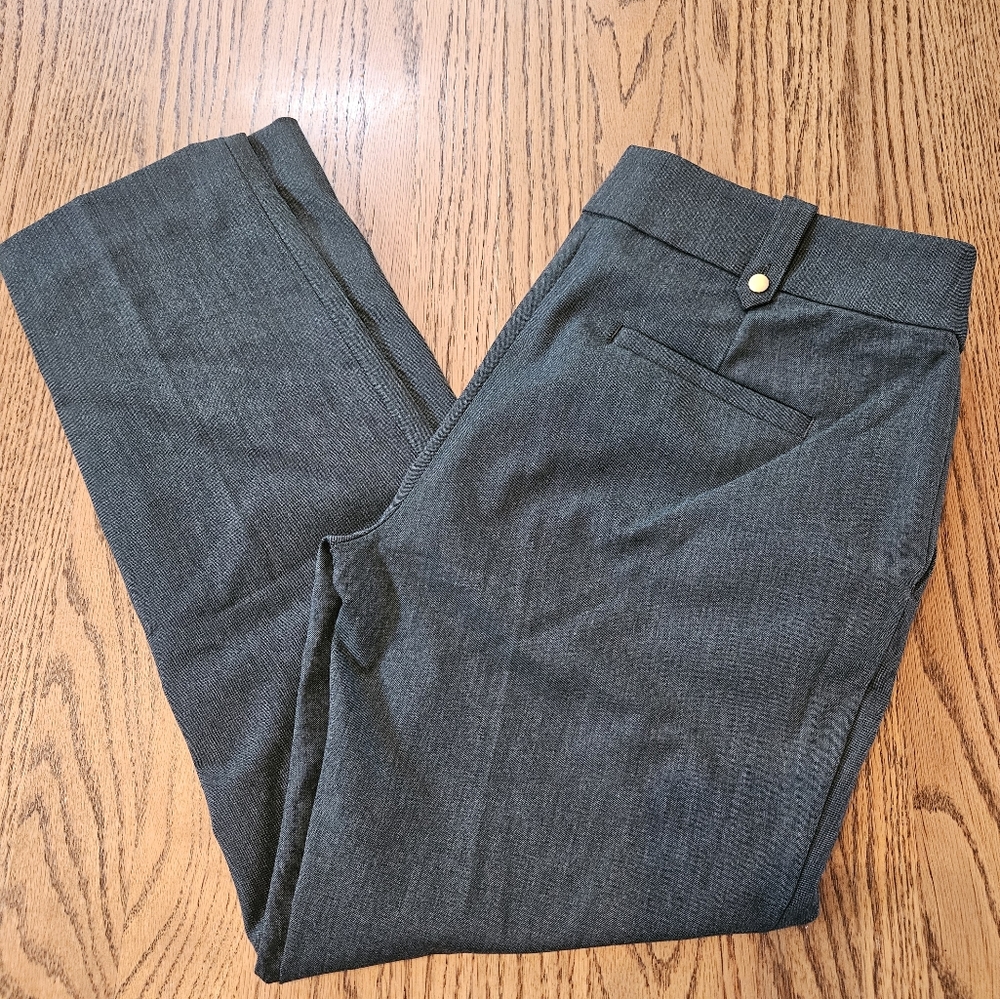 Loft size 4 slim dress pants with stretch. Dark green